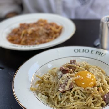 Olio e Piu signature dishes Spaghetti Chitarra Alla Carbonara
Margherita 
Olio E Più Tiramisu